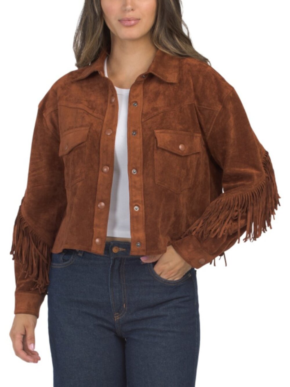 BLANK NYC Faux Suede Fringe Jacket